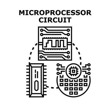 Microprocessor circuit technology icon concept Stock Illustration