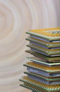 Microprocessor - closeup detail Stock Photos