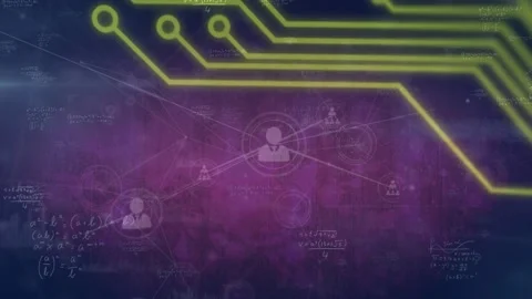 Microprocessor connections and network of profile icons against mathematics Stock Footage 328522965