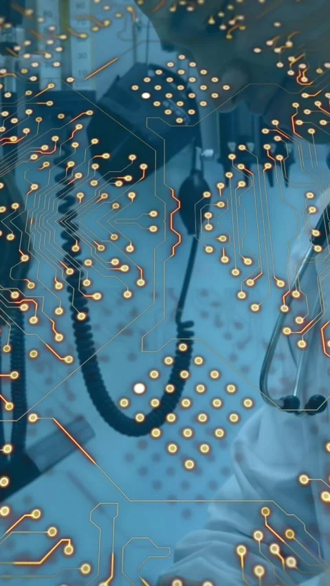 Microprocessor connections over asian male doctor teaching to use magnifying Stock Footage 322891959