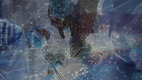 Microprocessor connections over team of surgeons performing operation against Stockbeeldmateriaal 329853776