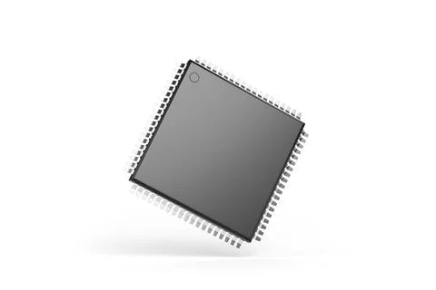 Microprocessor with copy space on surface isolated on white background. 3d il Stock Illustration