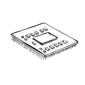 Microprocessor, cpu, processor isolated on white background. 스톡 일러스트