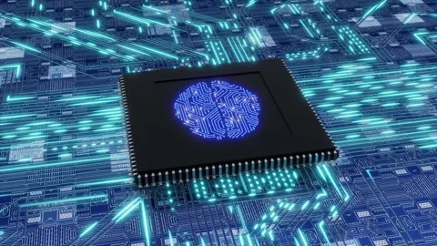 Microprocessor with an electronic brain Stock Footage 143385121