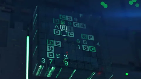 Microprocessor is encoding digital code seamless loop 3D render animation Video stock 172485940