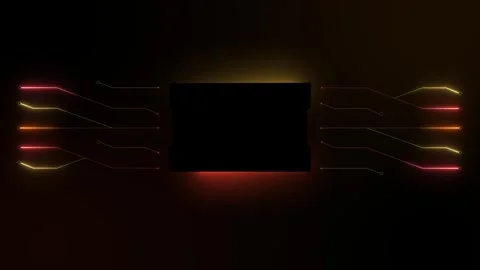 A microprocessor. Hi-tech presentation. Electronics. Orange color. Square. Stock Footage 250131616