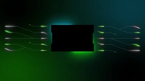 A microprocessor. Hi-tech presentation. Electronics. Green color. Square. Stock Footage 250131661