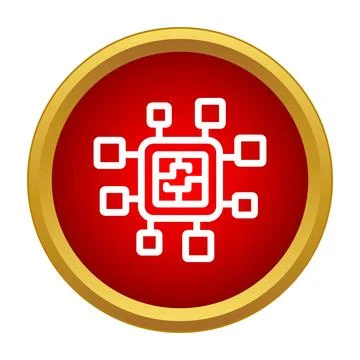 Microprocessor icon illustrating electronic chip network and processing Stock Illustration