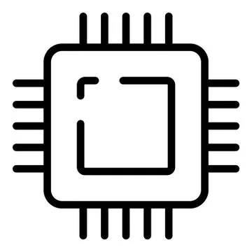 Microprocessor icon, outline style Stockillustratie