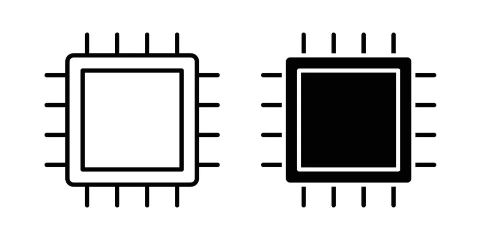 Microprocessor icon symbol  illustration bundle in black colour Ilustración de archivo