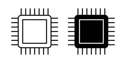 Microprocessor icon symbol. Vector illustration pack in black color. Stock Illustration