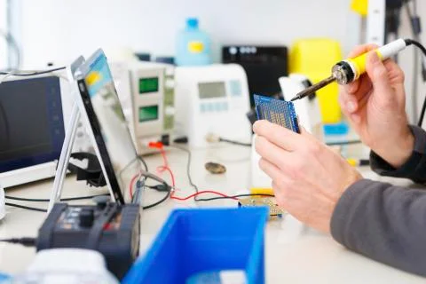 Microprocessor in lab Foto stock