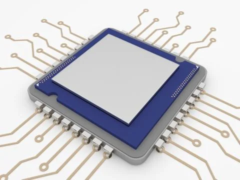 A microprocessor or CPU in a pure white background. Isolated photo of 스톡 일러스트