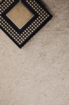 Microprocessor package backside with contact pins Stockfoto's