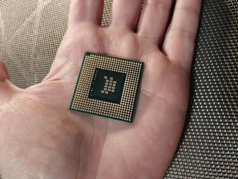 Microprocessor of a personal computer from a laptop Stock Photos