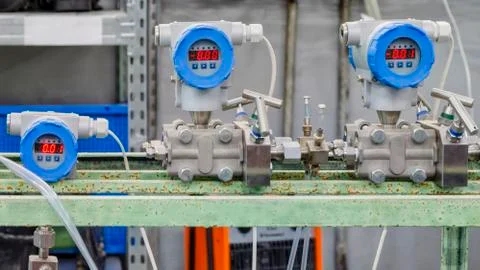 Microprocessor Pressure Transmitter Assembly 스톡 사진