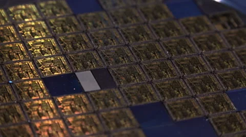 Microprocessor raw computer chips on partial wafer laser cut wide Vídeo Stock 45836279
