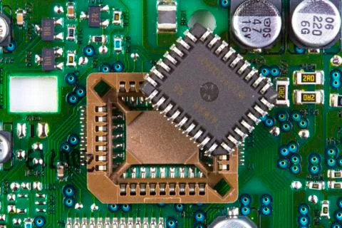 Microprocessor socket with chip Stock Photos