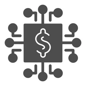 Microprocessor solid icon. Processor chip with dollar symbol, glyph style 库存插图