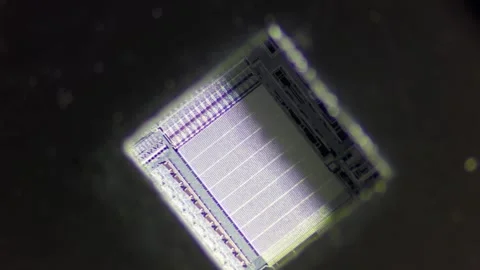 Microprocessor super macro. Processor architecture viewed through a microscope. Video stock 255018915