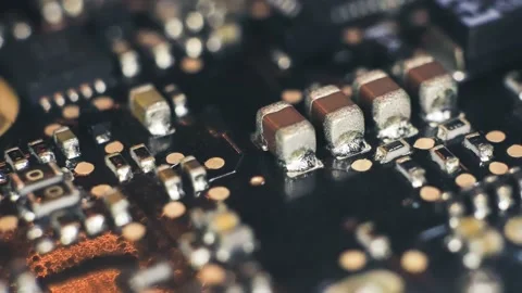 Microprocessor System Manufacture Macro Closeup Surface Seamless Loop. Video stock 225569373