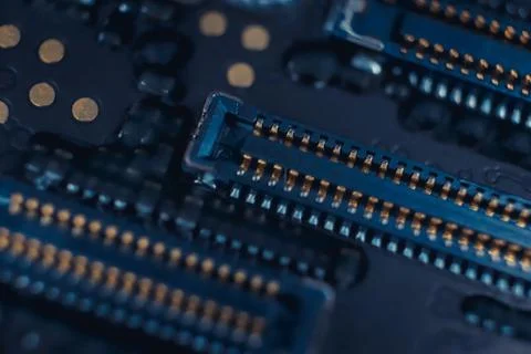 Microprocessor System Manufacture Macro Closeup Surface. Stock Photos