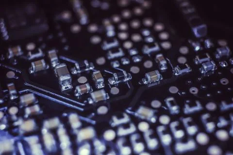 Microprocessor System Manufacture Macro Closeup Surface. 스톡 사진