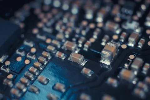 Microprocessor System Manufacture Macro Closeup Surface. 스톡 사진