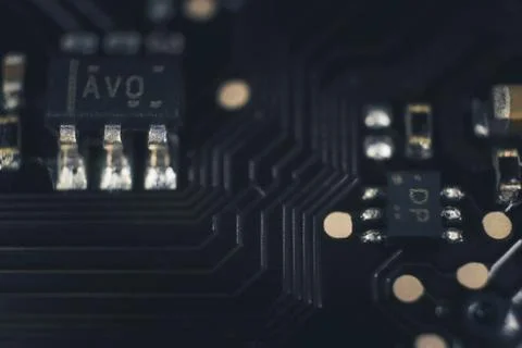 Microprocessor System Manufacture Macro Closeup Surface. Stockfoto's