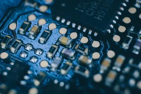 Microprocessor System Manufacture Macro Closeup Surface. 스톡 사진