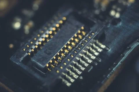 Microprocessor System Manufacture Macro Closeup Surface. 写真素材