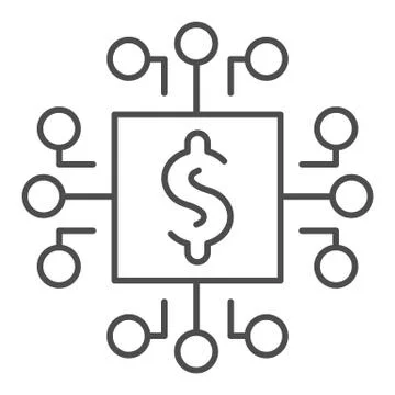 Microprocessor thin line icon. Processor chip with dollar symbol, outline style Stock Illustration