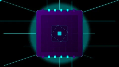 Microprocessor Unit with Expanding Cyan Circuit Matrix and Violet Casing Da.. 動画素材 346611228