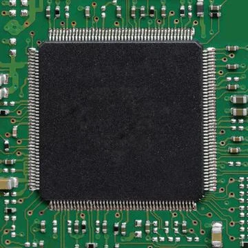 Microprocessor with very many pins of an electronic circuit of the technologi 스톡 사진