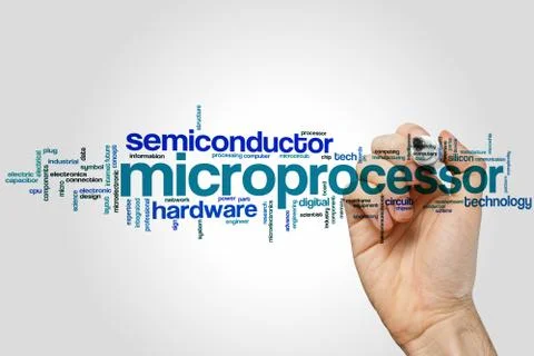 Microprocessor word cloud Stockfoto's