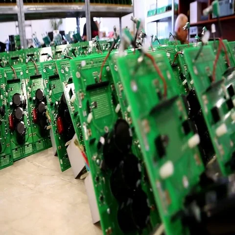 Microprocessors electronics.  Microchips in a cabinet Video stock 69548446