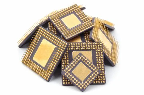 Microprocessors. Isolated on white Stock Photos