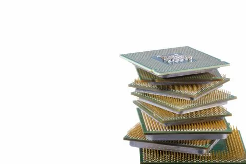 Microprocessors stacked one on the other Stock Photos