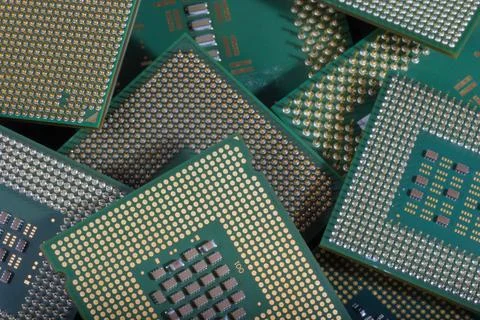 Microprocessors stacked one on the other Stock Photos