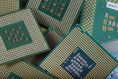 Microprocessors stacked one on the other Stock Photos