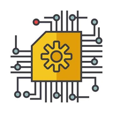 Microscheme, ai, artificial intelligence flat line illustration, concept vect Stock Illustration