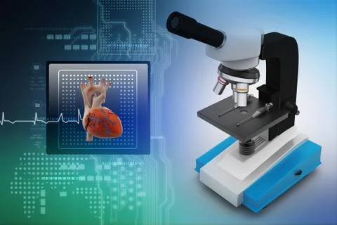 Microscope on abstract background Illustrazione stock