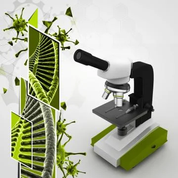 Microscope on abstract background Ilustración de archivo