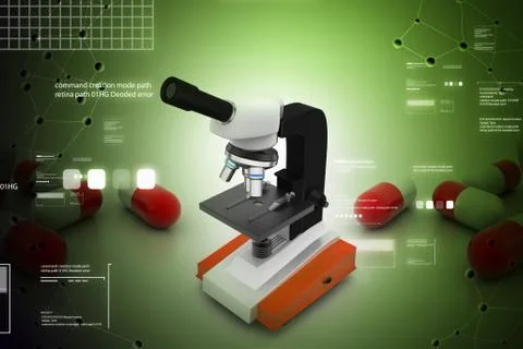 Microscope on abstract background 库存插图