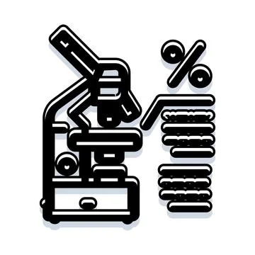 Microscope analyzing data with percentage graph icon 스톡 일러스트