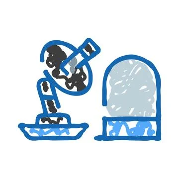 Microscope and chemical flask for biological research Stock Illustration