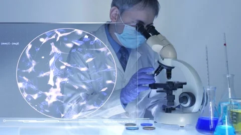 Microscope And Digital Screen Stock Footage 200740788
