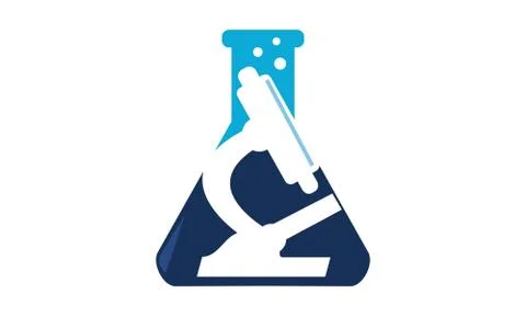 Microscope and flask Stock Illustration