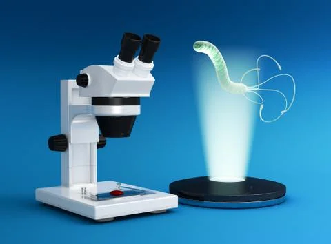 Microscope and futuristic technologies Stock Illustration