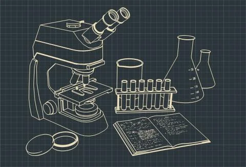 Microscope and laboratory equipment 스톡 일러스트